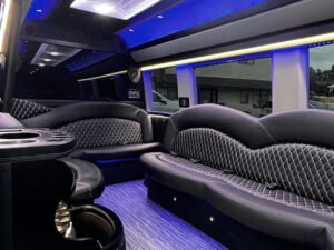 Inside of a party bus.