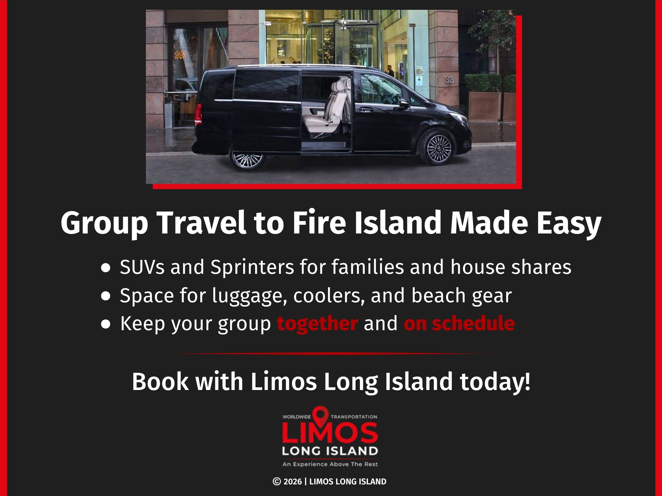 A black passenger van with its sliding door open is parked outside a building.